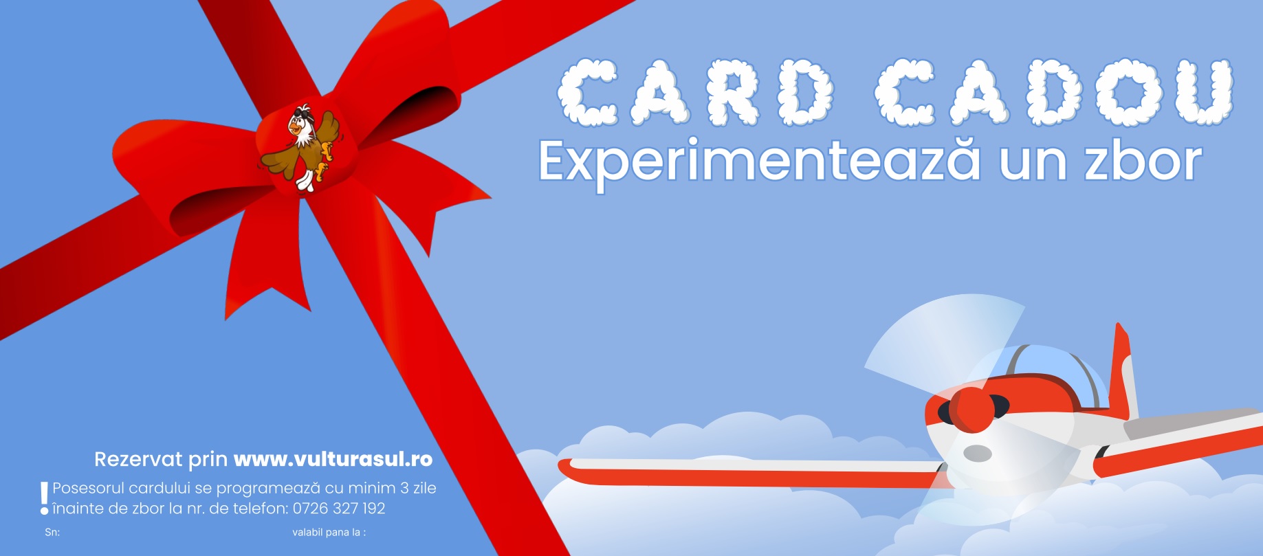 Card cadou zbor acrobatic Vulturașul — experiență unică în aer la Costinești